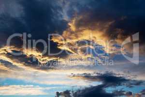 thunderstorm cloud at sunset