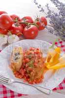 vegetarian cabbage rolls with spinach and salsa