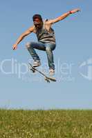 skateboarder leaping in the air