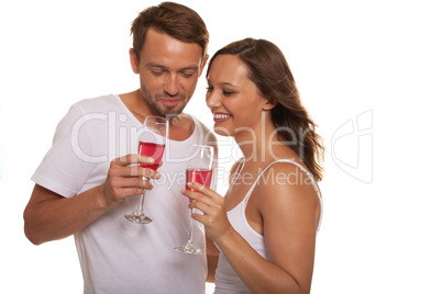 couple celebrating with champagne