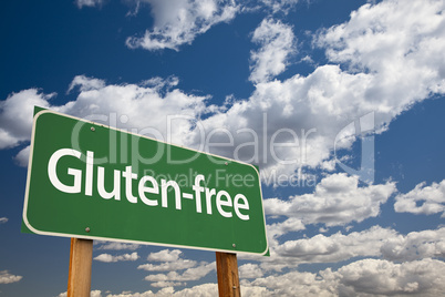 Gluten free Green Road Sign and Clouds
