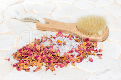Bath salts and rose petal potpourri