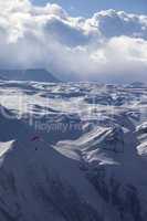 Speed flying in snow mountains