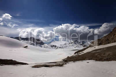 Snow plateau with footpath