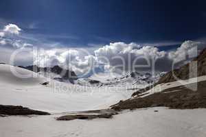 Snow plateau with footpath