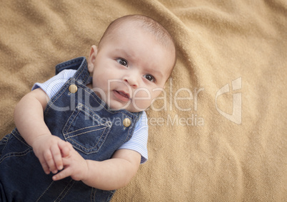 Mixed Race Baby Boy Laying on Blanket