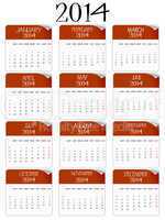 red and white paper calendar 2014