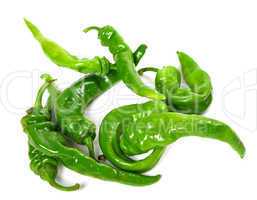 Green peppers on white background