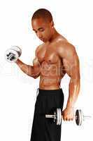Guy with silver dumbbells.