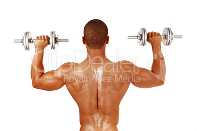 Guy with silver dumbbells.