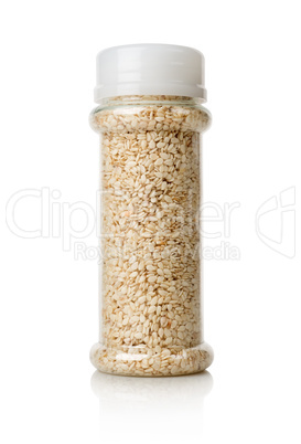 White sesame in a jar