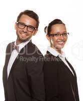 couple wearing sunglasses isolated over a white background