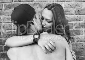 passion portrait of couple in love, black and white
