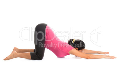 Asian pregnant yoga relaxation