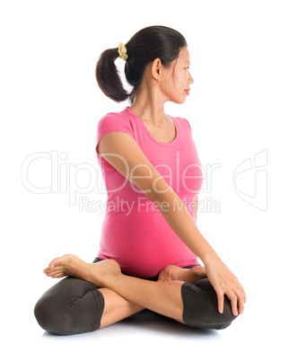 Pregnant yoga position