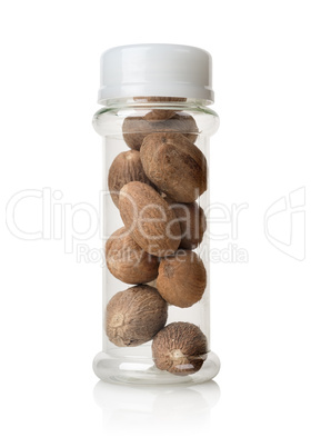 Nutmegs in a glass jar