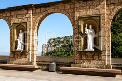 Sculptures in the cloister montserrat monastery