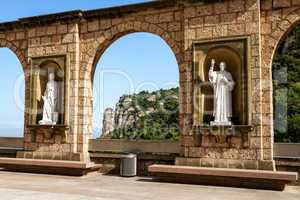 Sculptures in the cloister montserrat monastery