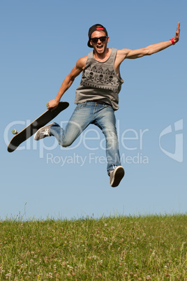 skateboarder leaping in the air