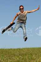 skateboarder leaping in the air