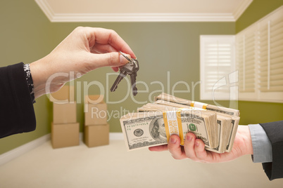 Woman Handing Over Cash For House Keys