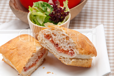 ciabatta panini sandwich with parma ham and tomato