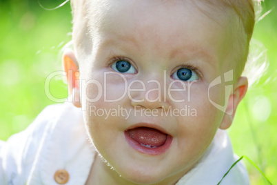 Baby girl portrait on the summer meadow