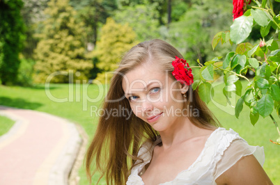 beautiful woman with flowers