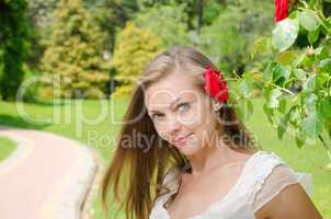 beautiful woman with flowers