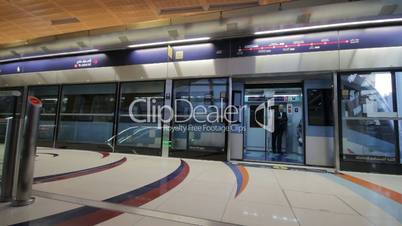 DUBAI - APRIL 25: Dubai Metro With Passengers. Most Comfortable Subway In The World