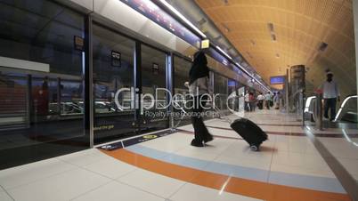 DUBAI - APRIL 25: Dubai Metro With Passengers. Most Comfortable Subway In The World