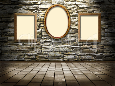 picture frames on a stone grange background