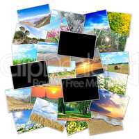 Frame for a photo on the background picture of the nature of the