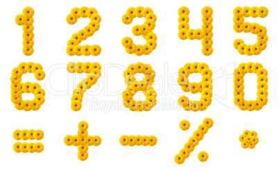Numerals Alphabet of yellow flowers