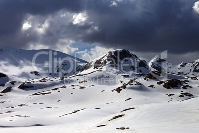 Snow mountains before storm