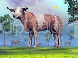 Cows in nature - 3D render