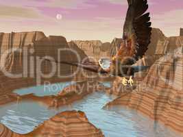 Eagle upon canyons - 3D render