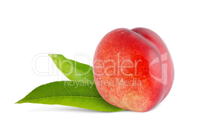 nectarine with green leaves