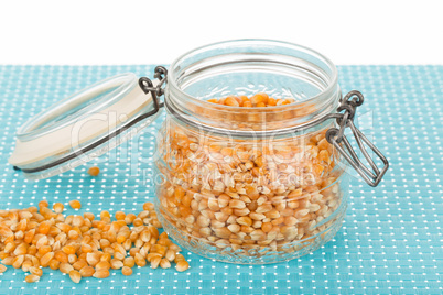 Corn seed in jar