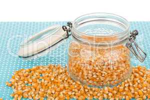 Corn seed in jar