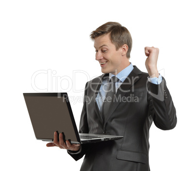 successful businessman with laptop