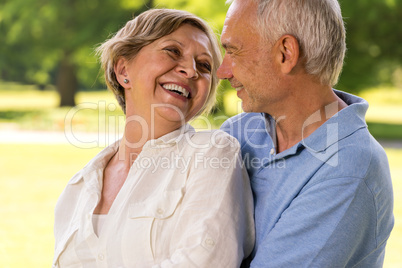 Happy retirement senior couple laughing together