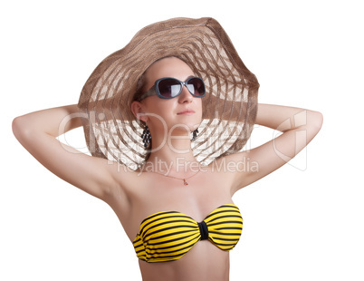woman sunbathes on the sun