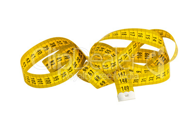 yellow twisted measuring tape