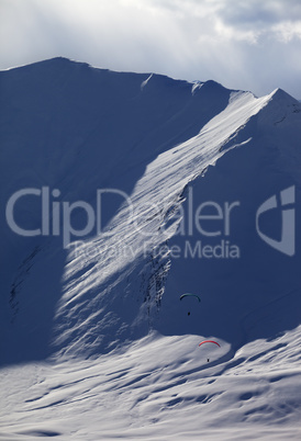 Speed riding in evening mountains