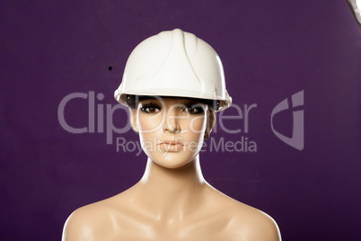 mannequin wearing safety helmet