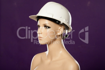 mannequin wearing safety helmet