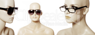 mannequins wearing fashion sunglasses
