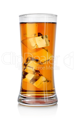 Beer with ice cubes
