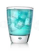 Blue drink with ice cubes